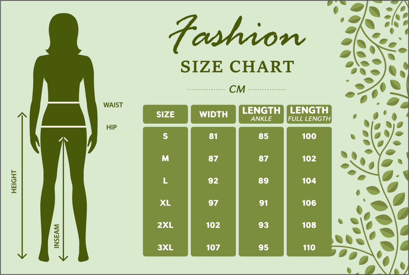 Size Chart CM